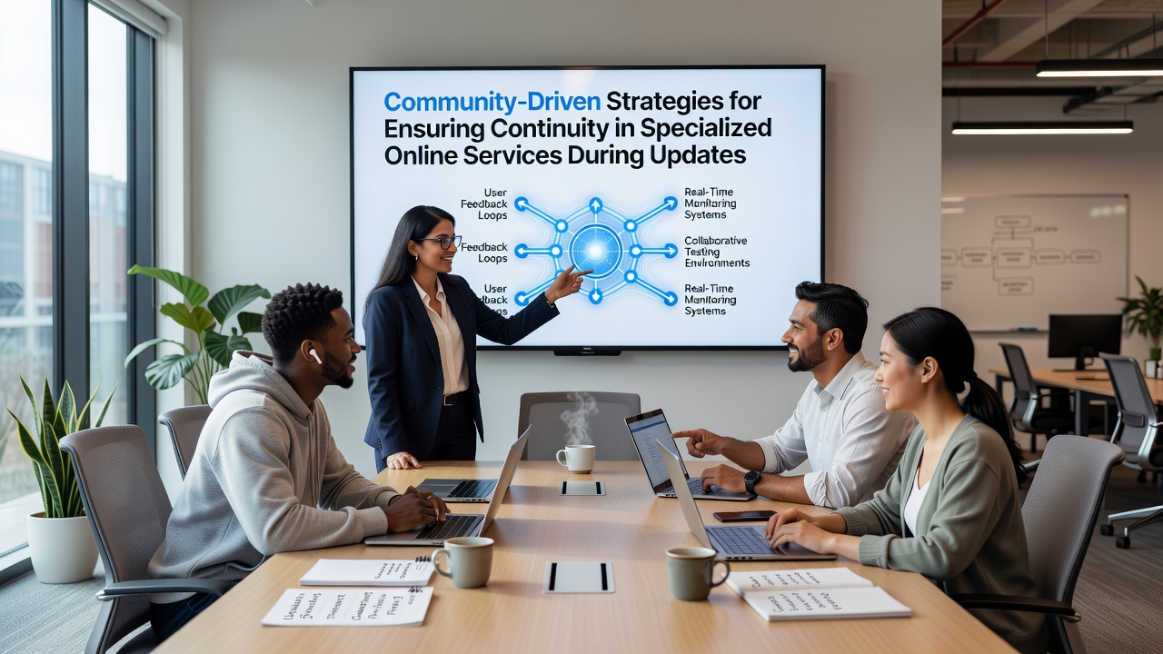 Specialized online service team reviewing community-submitted reports during a system update cycle